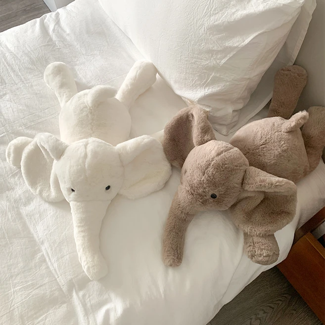 데미무드 플러피 코끼리 인형 2colors 2size, 화이트
