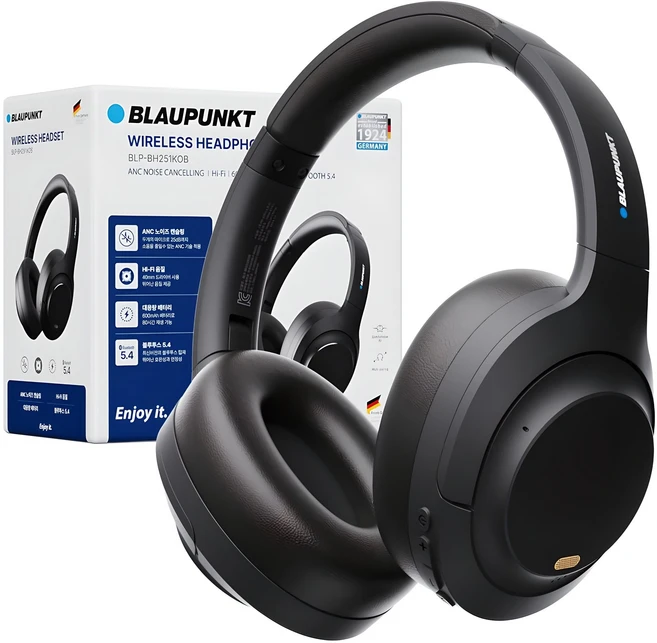 블라우풍트 ANC 노이즈캔슬링 HIFI 블루투스 5.4 헤드셋, 블랙, BLP-BH251KOB
