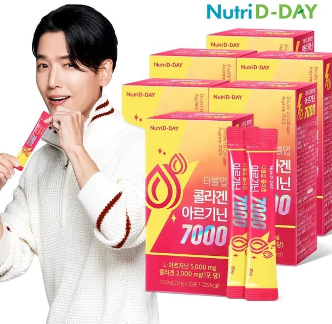 뉴트리디데이 더블업 콜라겐 초고함량 아르기닌 7000 6박스 총90포, 300g, 6개