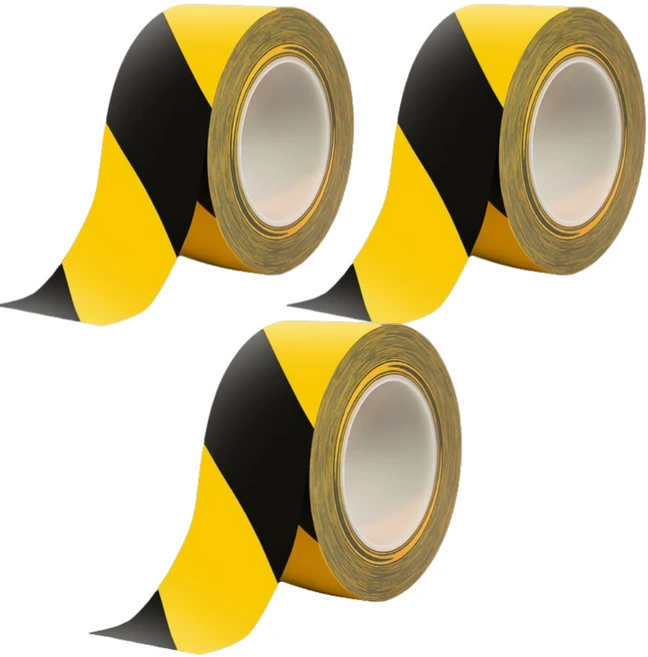 테이프 마스터 안전 테이프 경고테이프, 황색검정사선, 3개