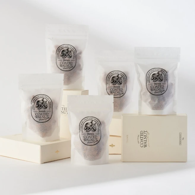 티위즈 견과류 답례품 호두정과 호두강정 + 무료라벨스티커 증정 결혼식 돌잔치 조문 행사, 5개, 아이보리