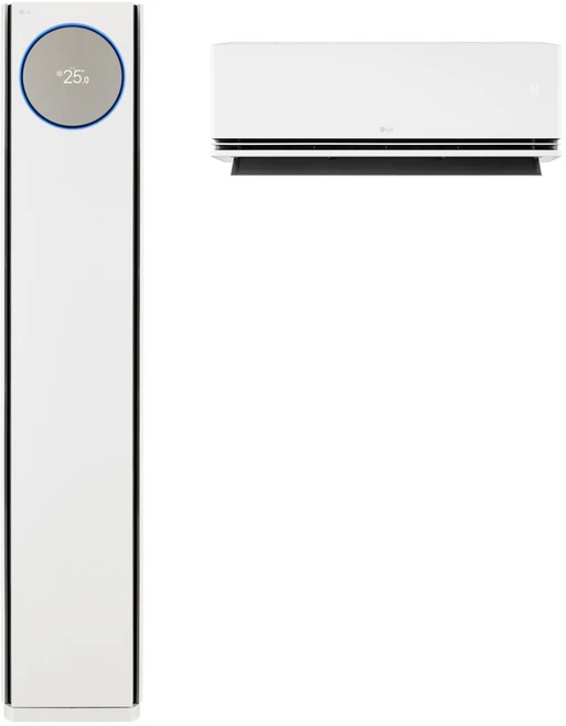 18+6평형 2등급/ FQ18FN7HA2/ LG 휘센 오브제컬렉션 타워I 에어컨 2in1 (7시리즈)/ 크림화이트/ 스탠드 + 벽걸이 + 실외기/ 멀티형 에어컨 2025년 출시/, 일반배관형, FQ18FN7HA2