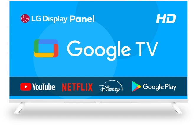 이브이 32인치 81cm HD 스마트 구글TV 화이트 LG패널 에너지효율 1등급, 32인치 HD 구글TV 화이트, 고객직접설치, 스탠드형
