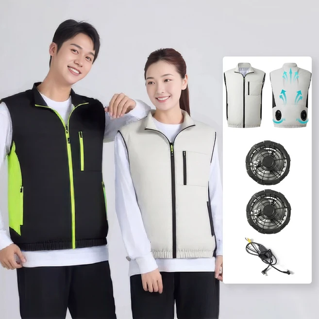 [25년 신상]남녀공용 선풍기 조끼 아이스 조끼 냉풍조끼 여름 작업복 에어컨옷 얼음조끼-0FK511
