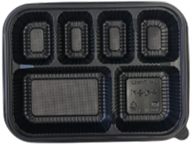 (맞춤팩) 일회용도시락 6칸 200개 세트 (용기+뚜껑), 1개, 200개입