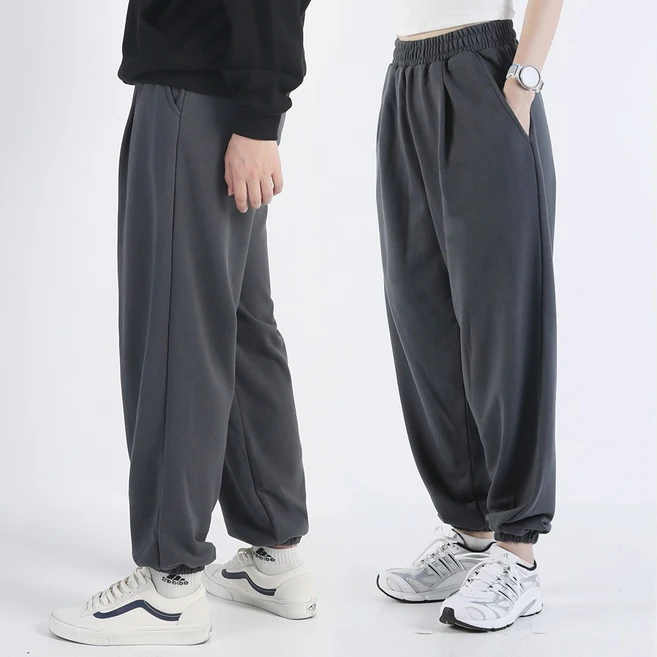 아우라큐 원턱 와이드밴딩조거팬츠 기모 쭈리 밴딩팬츠 소세지바지 빅사이즈 남여공용
