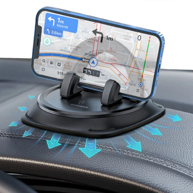 칙슬릭 360도회전 대시보드 차량 휴대폰거치대, 블랙, 1개