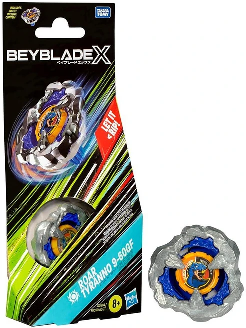 Bey Blade 408713 Beyblade X Roar Tyranno 960GF 부스터 팩 세트 어택 타입 오른쪽 스피닝 탑 만 8세 및 배틀링, Bey Blade 408713 Beyblade X Ro