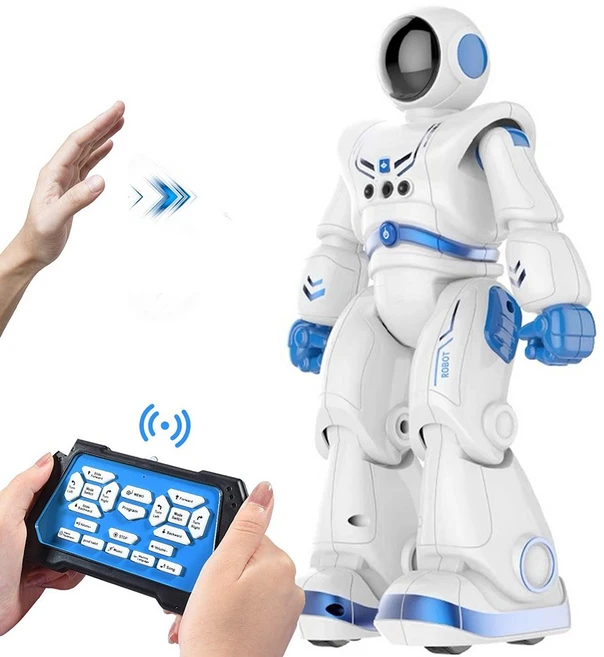 JENMV AI로봇 코딩 로봇 장난감 교육로봇 휴머노이드 AI인공지능형로봇공학 초등애완코딩장난감 AI로봇장난감 조종리모콘 포함 산책 댄스기능 작동완구 무선 조종, 푸른 색, 1개