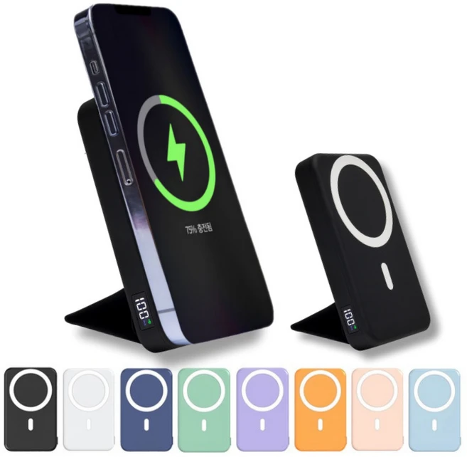 이팟 맥세이프 22.5W 고속 무선충전 보조배터리 10000mAh + 맥세이프링 / 케이블, A27, 블랙