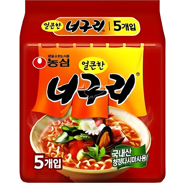 너구리 봉지라면 120g, 5개 대표 이미지 - 시원한 국물 요리 추천