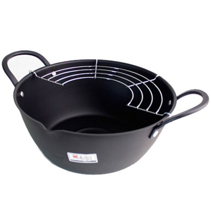 IH 일본산 튀김 냄비, 24 cm, 블랙 대표 이미지 - 튀김냄비 추천