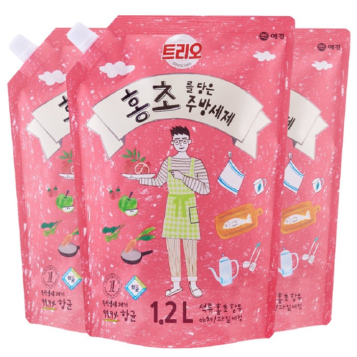 트리오 홍초를 담은 주방세제, 1.2L, 3개 대표 이미지 - 홍초 추천