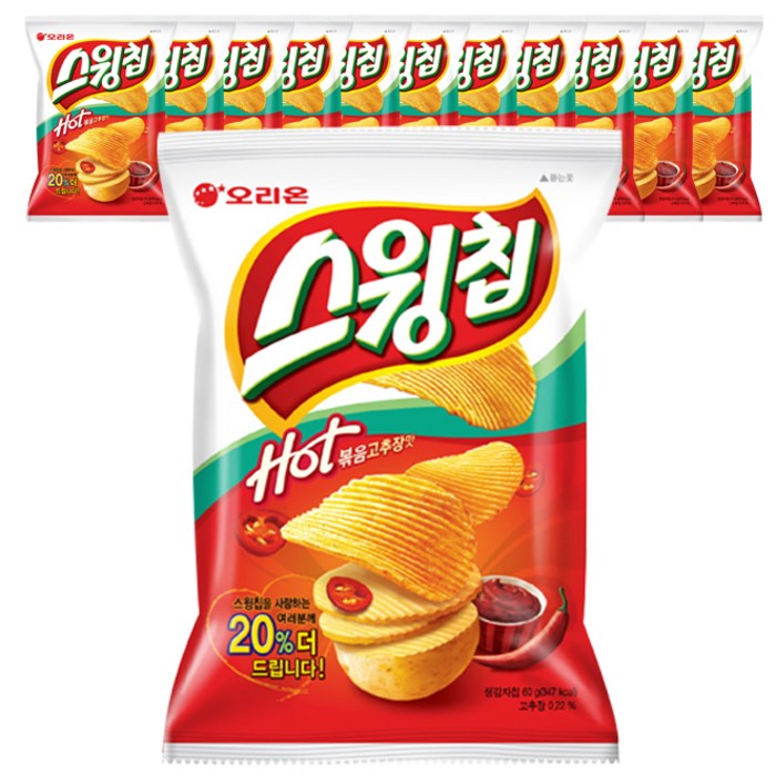 오리온 스윙칩 볶음고추장맛, 60g, 12개 대표 이미지 - 감자칩 추천