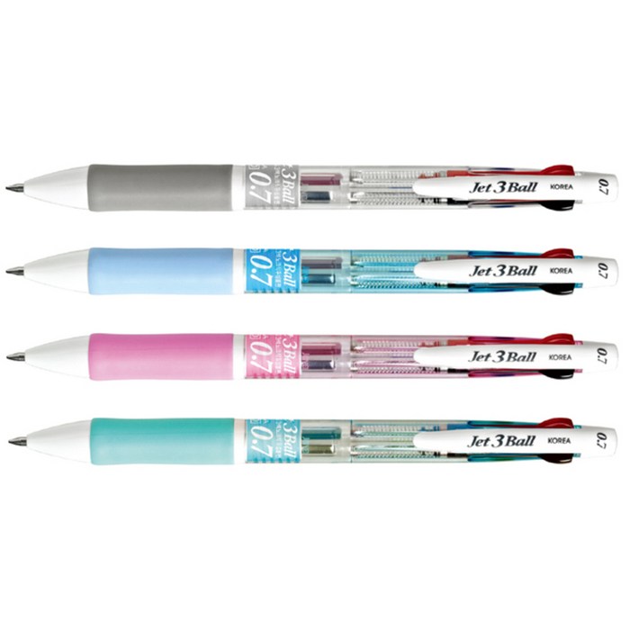 자바펜 제트3볼 0.7 다색펜 4p, 하양, 하늘, 분홍, 민트, 1세트 대표 이미지 - 볼펜 추천