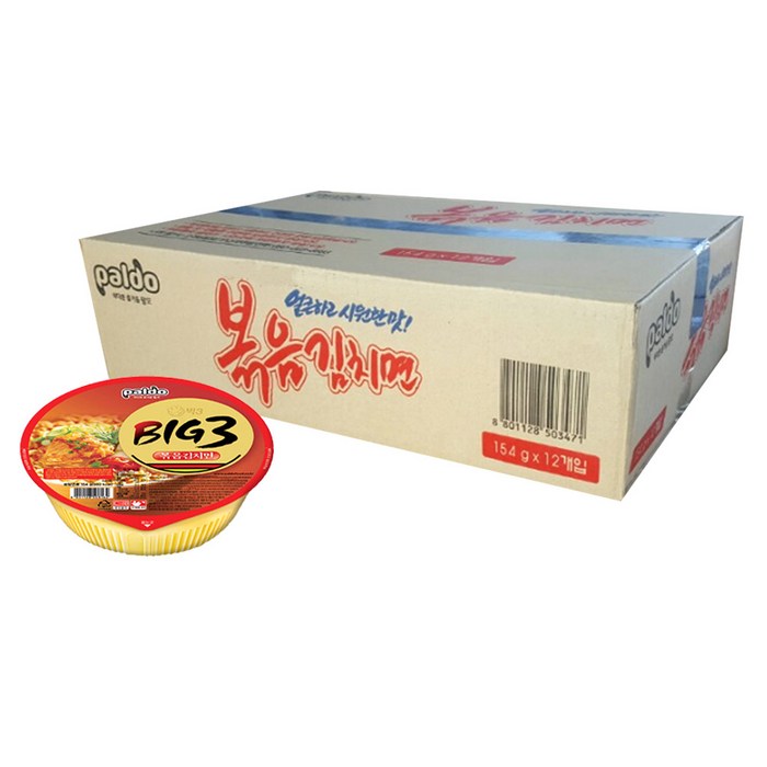 팔도 볶음김치면 컵라면 154g, 12개입 대표 이미지 - 팔도 라면 추천