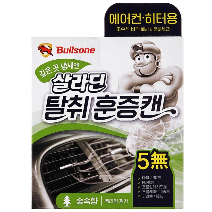 불스원 살라딘 훈증캔 차량탈취제 숲속향 본품, 4.8g, 1개 대표 이미지 - 에어컨 히터 탈취제 추천