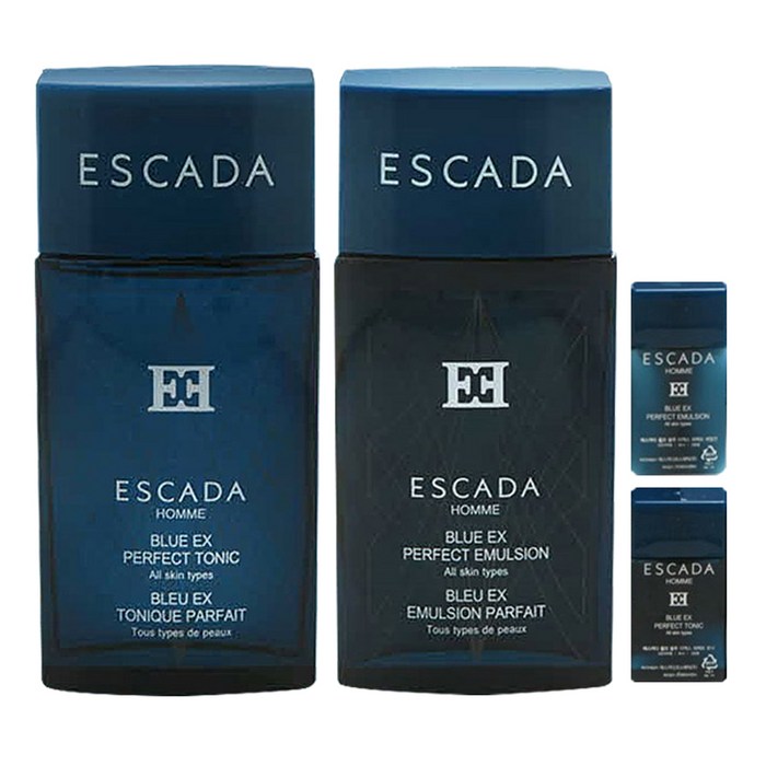 에스까다 남성기초 블루EX 이중 기능성케어 2종 세트, 스킨150ml 로션150ml(여행용2종각30ml), 1세트 대표 이미지 - 추석 화장품 선물 추천