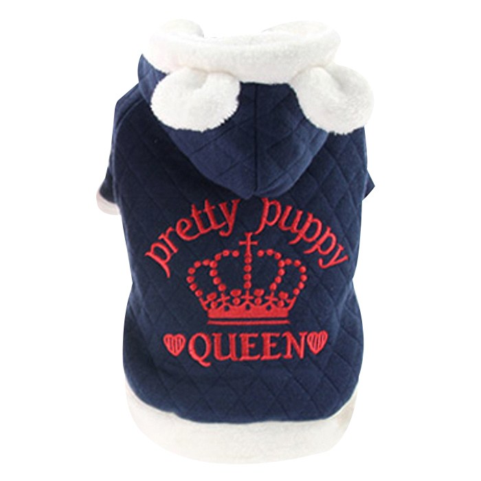 도그아이 반려견 누빔 왕관 후드 아우터, 남색 대표 이미지 - 강아지 후드 추천