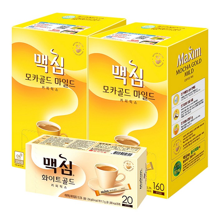 맥심 모카골드 마일드 커피믹스 12g x 320p + 화이트골드 커피믹스 11.7g x 20p, 340개입, 1세트 대표 이미지 - 로켓배송 식품 추천