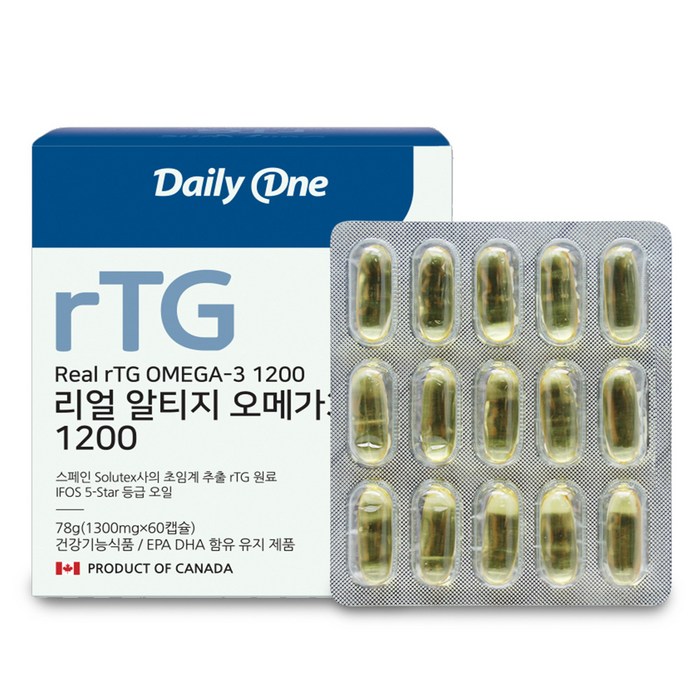 데일리원 리얼 알티지 오메가3 60캡슐, 1개 대표 이미지
