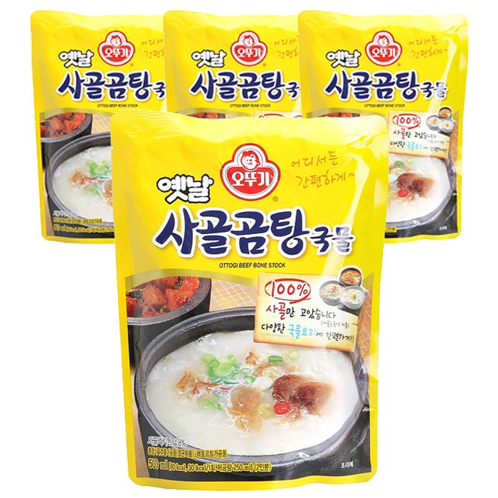 오뚜기 옛날 사골곰탕 국물, 4개, 500g 대표 이미지 - 국룰 추천