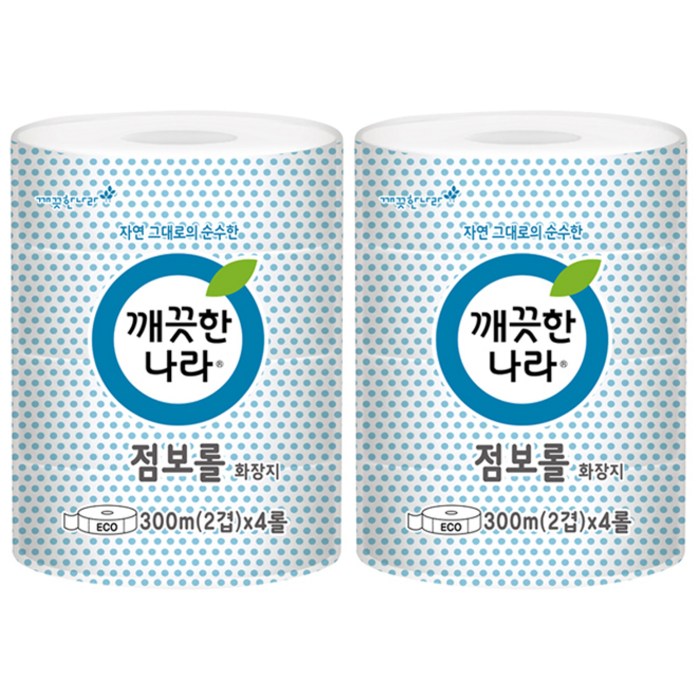 깨끗한나라 ECO 점보롤 화장지 300m, 4개입, 2개 대표 이미지 - 점보롤 화장지 추천