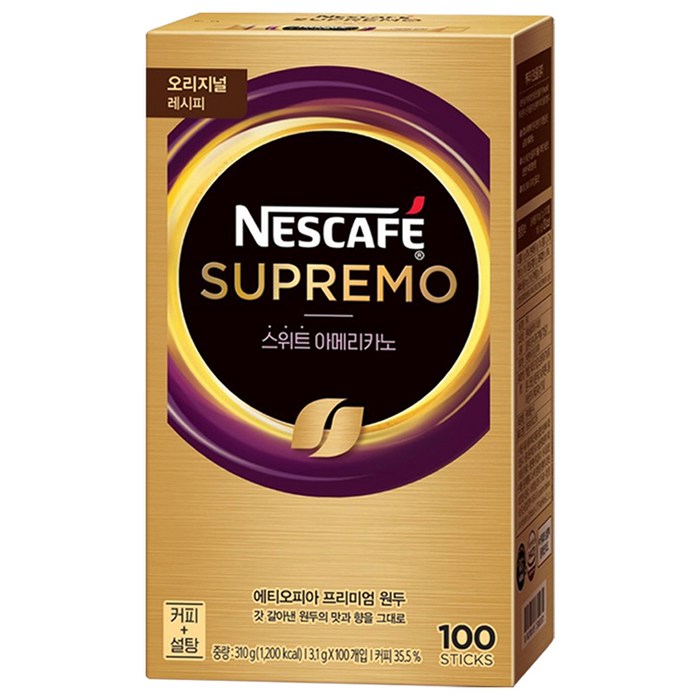네슬레)네스카페 수프리모 스위트아메리카노, 3.1g, 100개 대표 이미지 - 스위트 아메리카노 추천