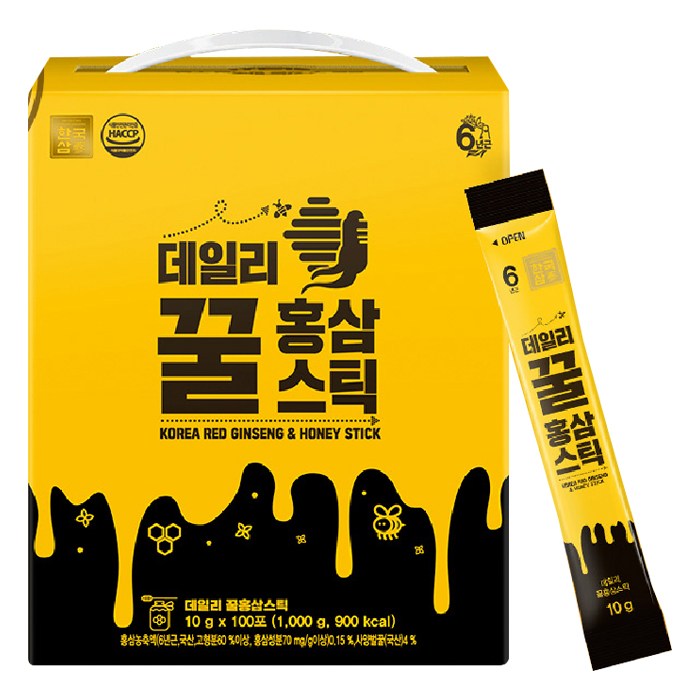 한국삼 데일리 꿀홍삼스틱, 10g, 100개입 대표 이미지 - 자양강장제 추천
