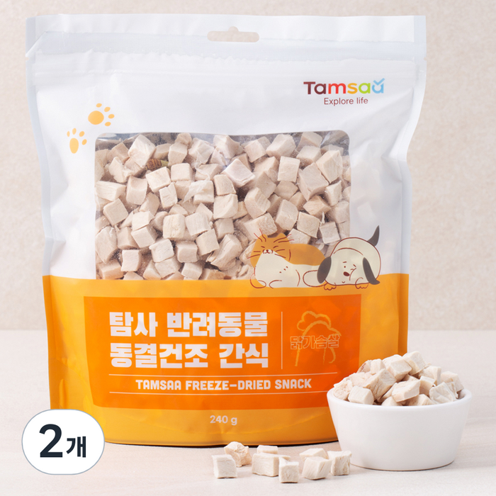 탐사 반려동물 동결건조 간식 닭가슴살 240g, 2개 대표 이미지 - 트릿 추천