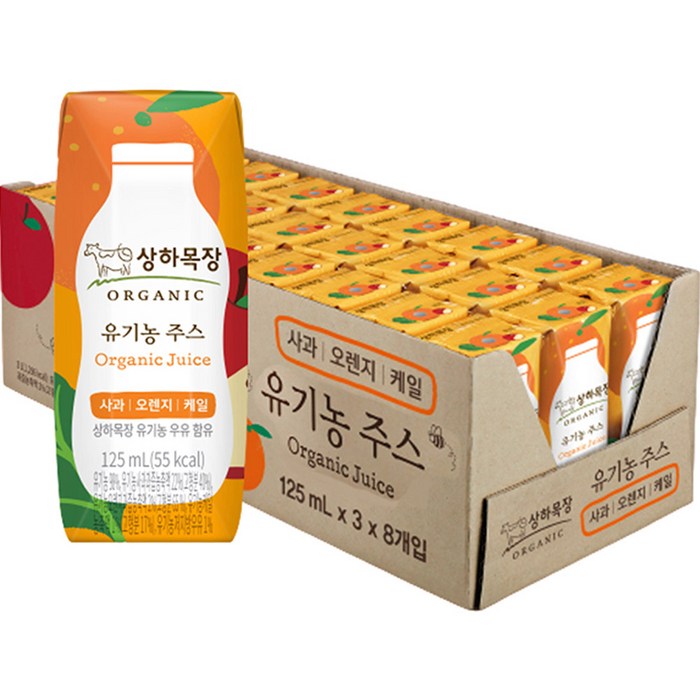 상하목장 유기농 주스 사과오렌지케일, 125ml, 24개 대표 이미지 - 사과주스 추천