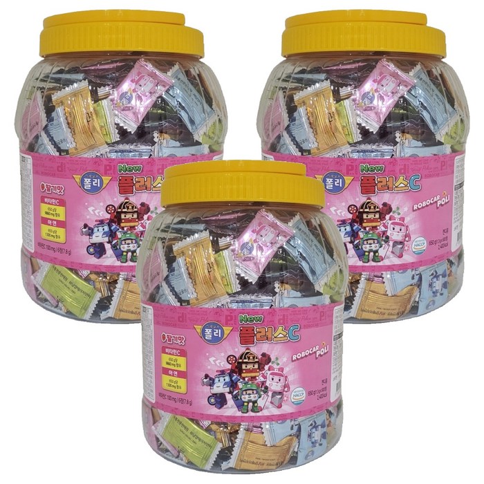 아동용 뉴 로보카폴리 플러스C 딸기맛 650g, 500정, 3개