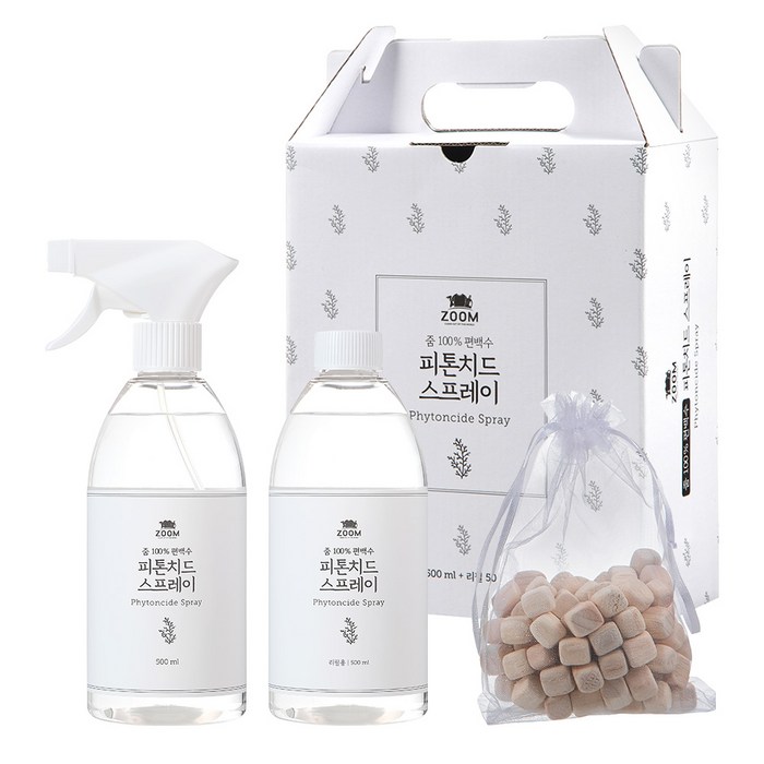 줌100%편백수 피톤치드 스프레이 500ml+리필500ml+편백칩증정 세트, 1세트, 500ml 대표 이미지 - 담배냄새 탈취제 추천