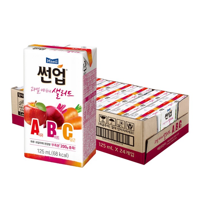 매일유업 썬업 과일야채 샐러드 ABC 주스, 125ml, 24개 대표 이미지 - ABC주스 추천