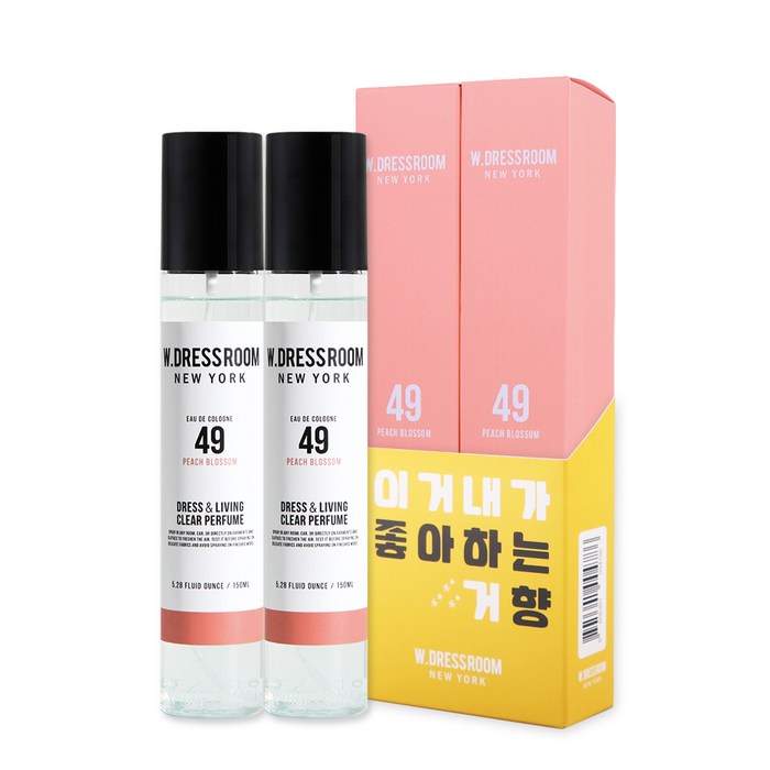 더블유드레스룸 드레스 리빙 클리어 퍼퓸 S2 150ml, No 49 피치블러썸, 2개입 대표 이미지 - 섬유향수 추천