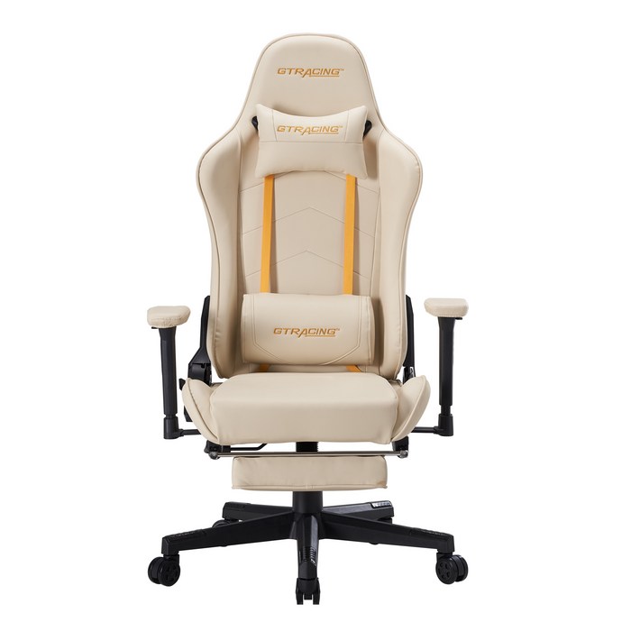 [쿠팡수입] 지티레이싱 프로 프리미엄 높이조절 팔걸이 발받침 게이밍 의자 GT901-PRO, 아이보리 대표 이미지 - 사장님 의자 추천