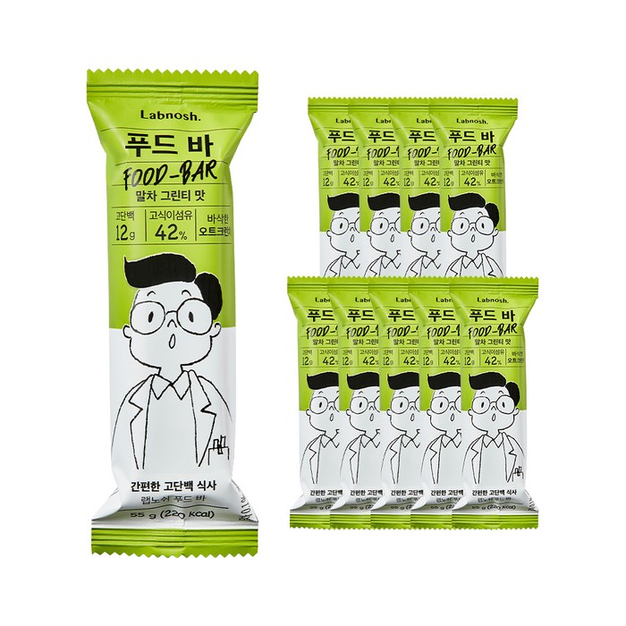 랩노쉬 푸드바 말차그린티, 55g, 10개 대표 이미지 - 랩노쉬 추천