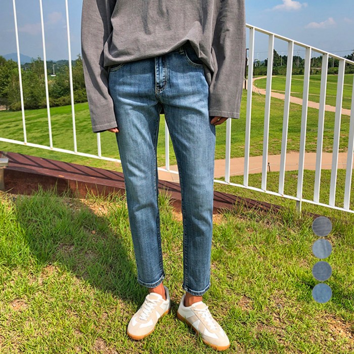 머시따 남성용 히든 밴딩 스트레이트 청바지 숏기장 대표 이미지 - 키작남 청바지 추천