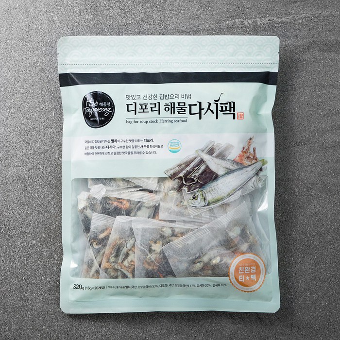 해통령 디포리 해물 다시팩, 320g, 1개 대표 이미지 - 시원한 국물 요리 추천