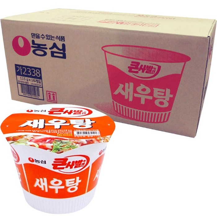 농심 새우탕 큰사발면 115 g, 16개 대표 이미지 - 컵라면 추천