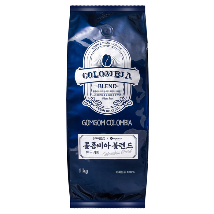 곰곰 콜롬비아 블렌드, 홀빈(분쇄안함), 1000g, 1개 대표 이미지 - 산미 커피 추천