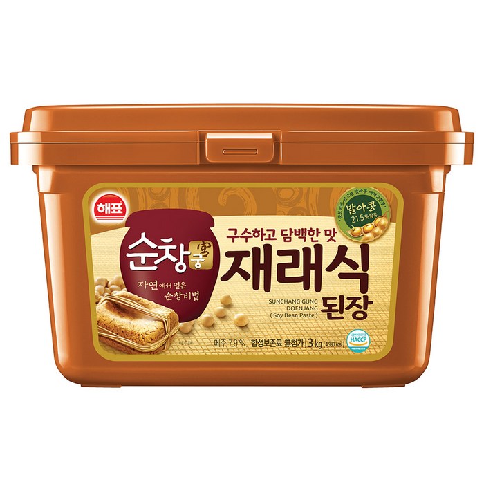 해표 순창궁 재래식 된장, 3kg, 1개 대표 이미지 - 천일염 추천