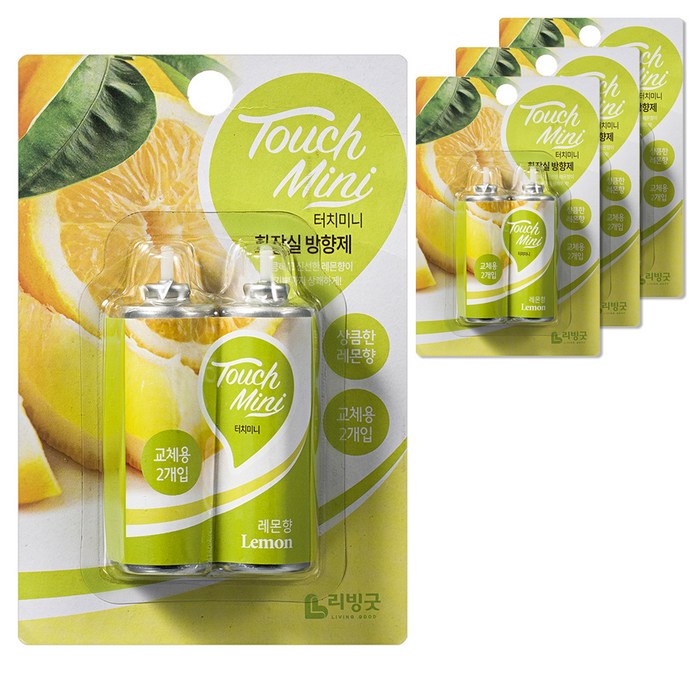 리빙굿 터치미니 리필 레몬향 13ml x 2p, 4개 대표 이미지 - 화장실 방향제 추천