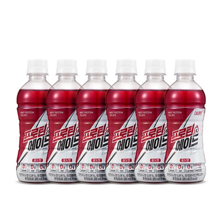 칼로바이 프로틴에이드 유청단백질 WPI 헬스보충제 음료 포도맛, 320ml, 6개 대표 이미지 - 칼로바이 스파클링 추천