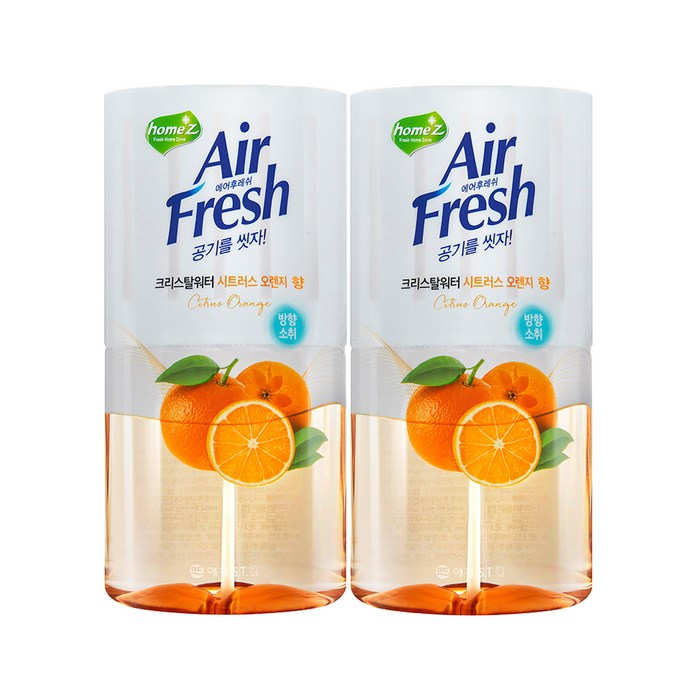 홈즈 에어후레쉬 크리스탈워터 방향제 본품 시트러스오렌지, 400ml, 2개 대표 이미지 - 화장실 방향제 추천