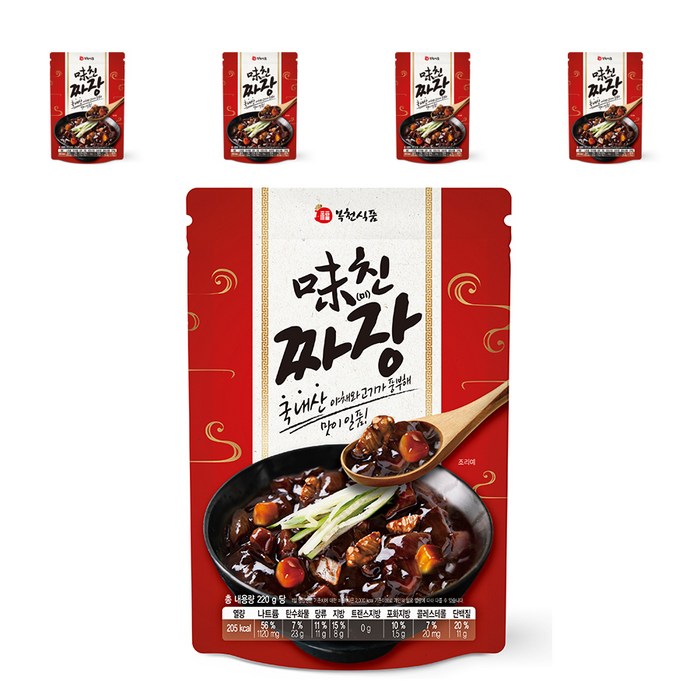 복천식품 야채와 고기가 풍부한 미친짜장 즉석식품, 220g, 5개 대표 이미지 - 오뚜기 3분 추천