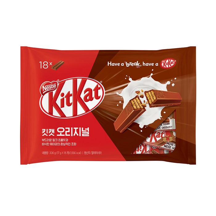 KitKat 오리지널, 17g, 18개 대표 이미지 - 초코바 추천