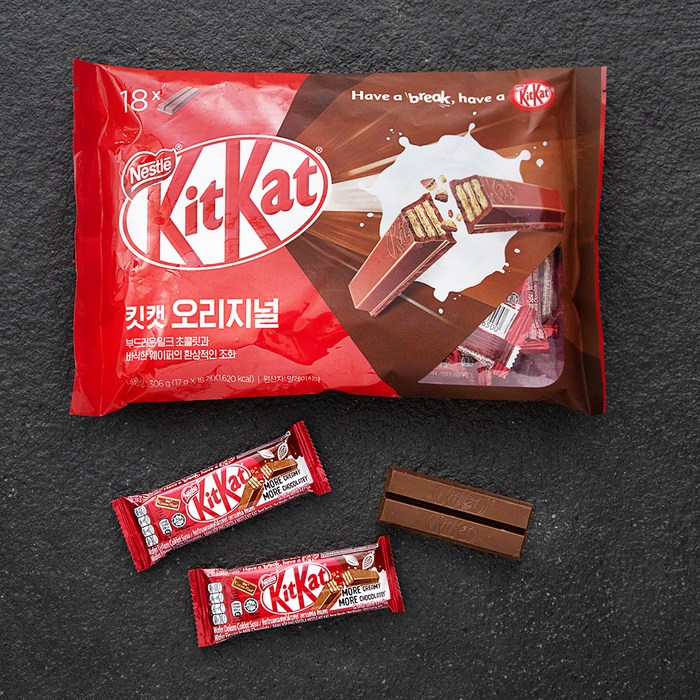 KitKat 오리지널 초코바 18p, 306g, 1개 대표 이미지 - 허쉬 과자 추천