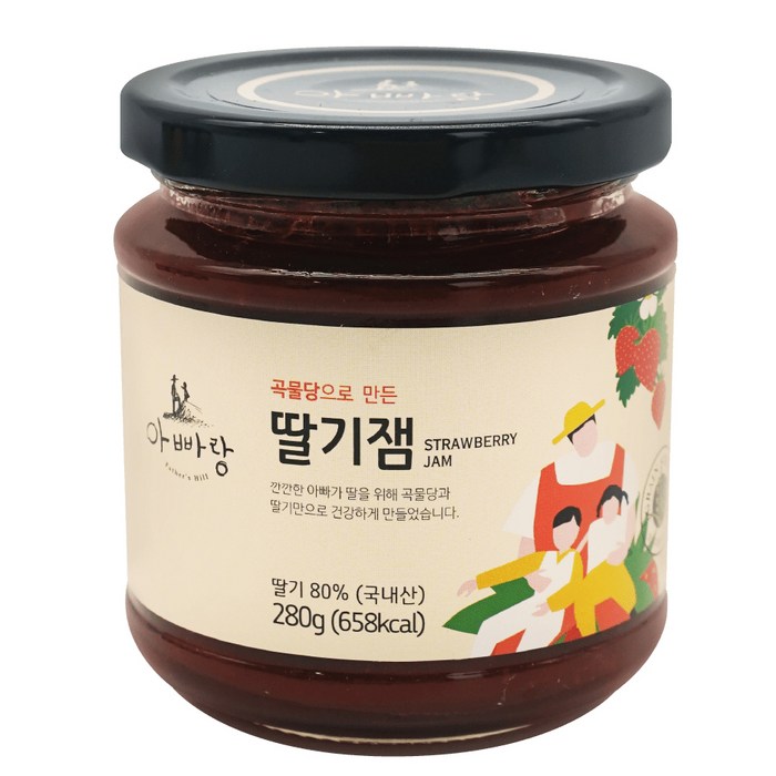 아빠랑 딸기잼, 280g, 1개 대표 이미지 - 무설탕 잼 추천