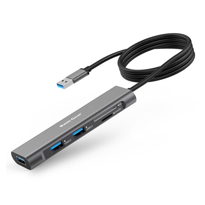 베이직기어 USB 3.0 5 in 1 멀티허브 BG-UH3, 혼합색상 대표 이미지 - 멀티허브 추천